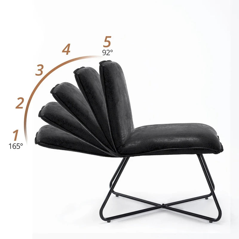 Fauteuil d'appoint Mid-Century en similicuir avec dossier réglable | 8 coloris