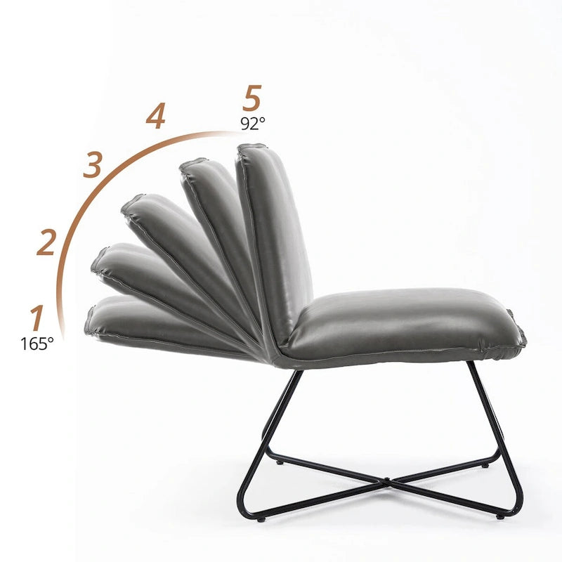 Fauteuil d'appoint Mid-Century en similicuir avec dossier réglable | 8 coloris