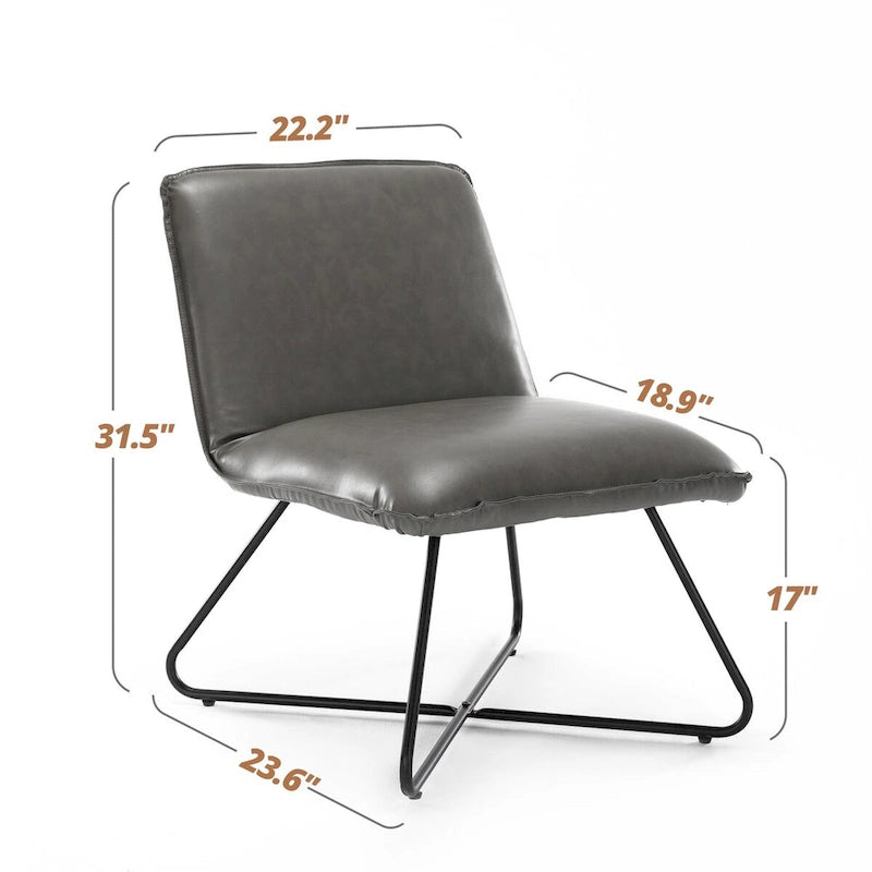 Fauteuil d'appoint Mid-Century en similicuir avec dossier réglable | 8 coloris