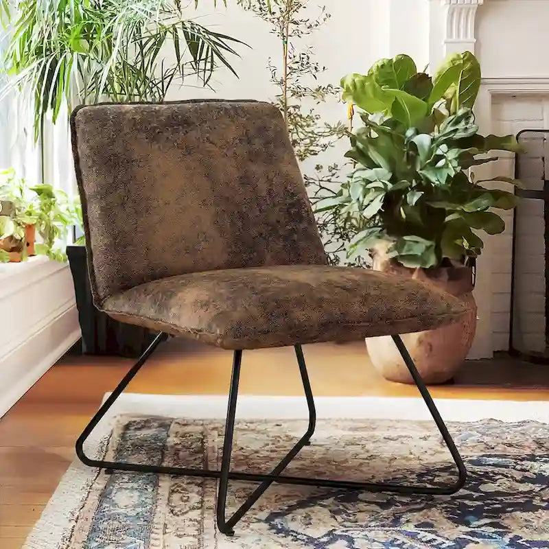 Fauteuil d'appoint Mid-Century en similicuir avec dossier réglable | 8 coloris
