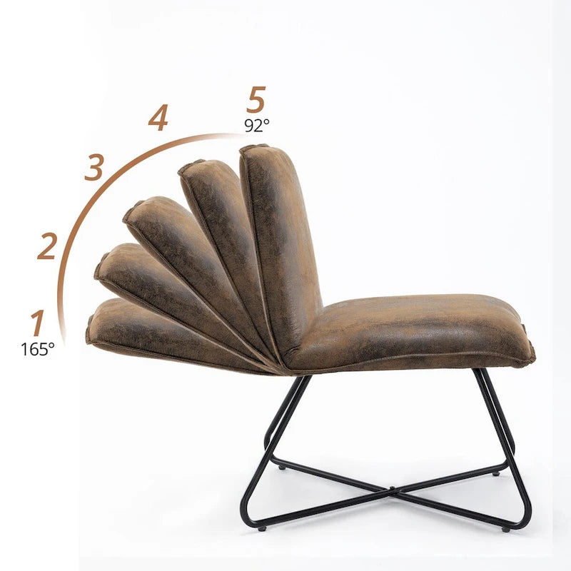 Fauteuil d'appoint Mid-Century en similicuir avec dossier réglable | 8 coloris