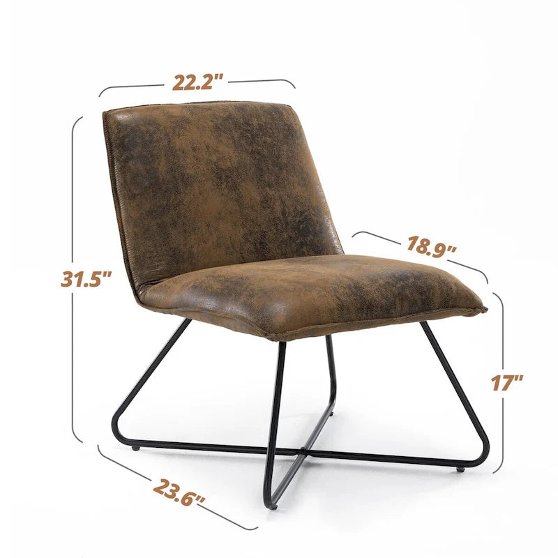 Fauteuil d'appoint Mid-Century en similicuir avec dossier réglable | 8 coloris