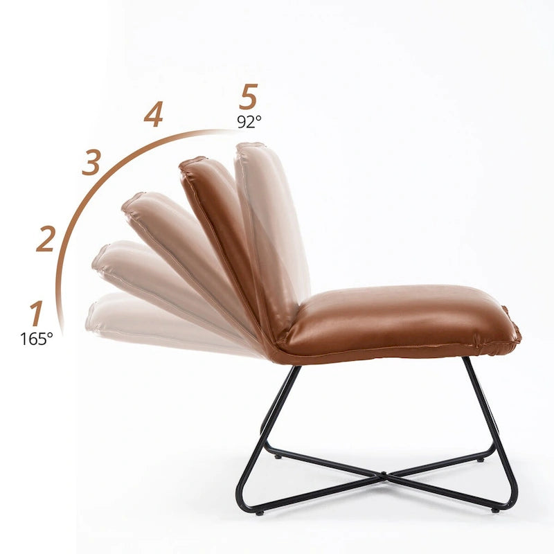 Fauteuil d'appoint Mid-Century en similicuir avec dossier réglable | 8 coloris