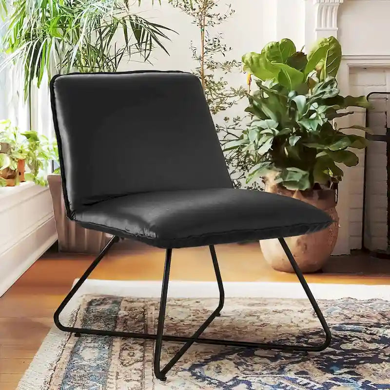 Fauteuil d'appoint Mid-Century en similicuir avec dossier réglable | 8 coloris