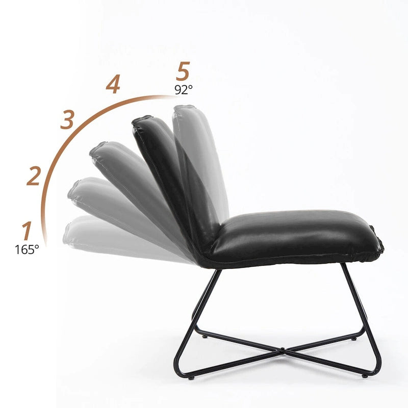 Fauteuil d'appoint Mid-Century en similicuir avec dossier réglable | 8 coloris