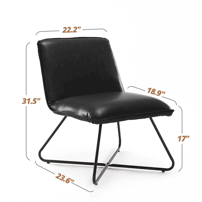 Fauteuil d'appoint Mid-Century en similicuir avec dossier réglable | 8 coloris