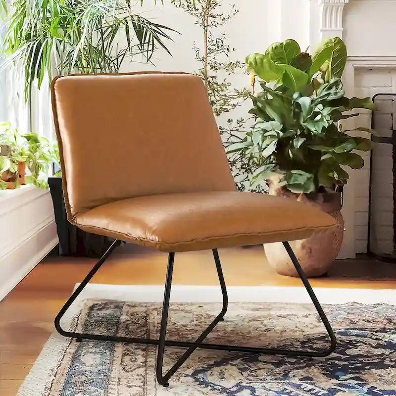 Fauteuil d'appoint Mid-Century en similicuir avec dossier réglable | 8 coloris