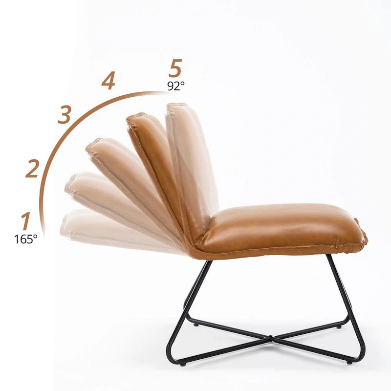Fauteuil d'appoint Mid-Century en similicuir avec dossier réglable | 8 coloris
