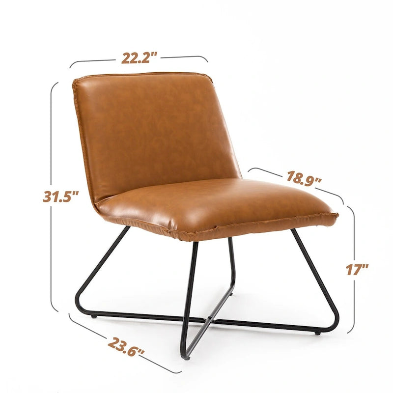 Fauteuil d'appoint Mid-Century en similicuir avec dossier réglable | 8 coloris