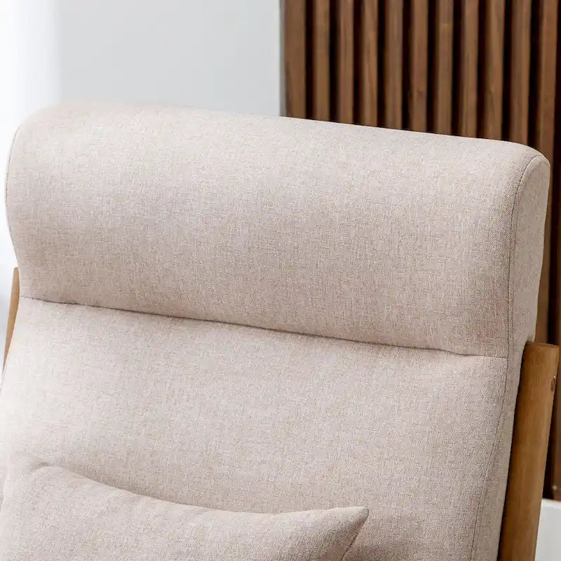 Fauteuil d'appoint 26" en mélange de lin avec pieds en bois et coussin lombaire | 3 couleurs