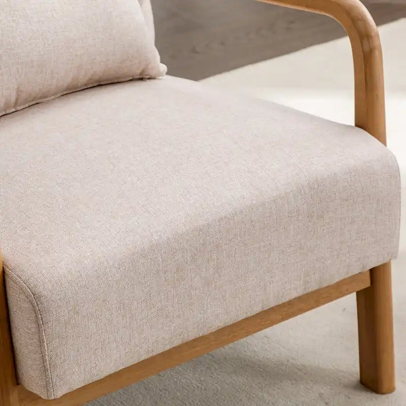 Fauteuil d'appoint 26" en mélange de lin avec pieds en bois et coussin lombaire | 3 couleurs