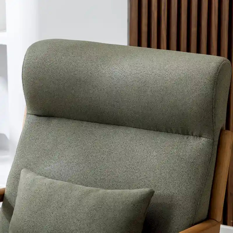 Fauteuil d'appoint 26" en mélange de lin avec pieds en bois et coussin lombaire | 3 couleurs