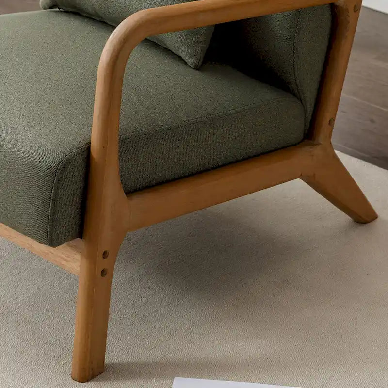 Fauteuil d'appoint 26" en mélange de lin avec pieds en bois et coussin lombaire | 3 couleurs