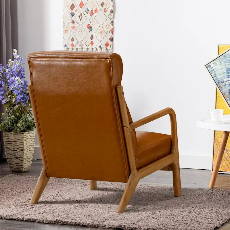 Fauteuil d'appoint 26" en mélange de lin avec pieds en bois et coussin lombaire | 3 couleurs