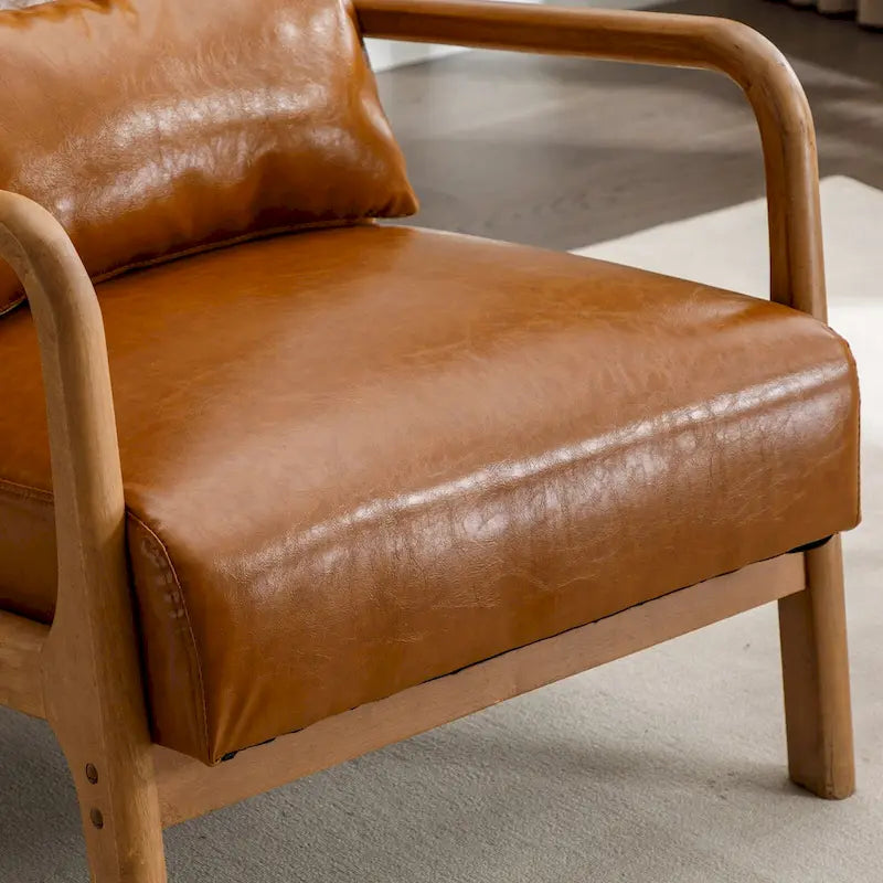 Fauteuil d'appoint 26" en mélange de lin avec pieds en bois et coussin lombaire | 3 couleurs