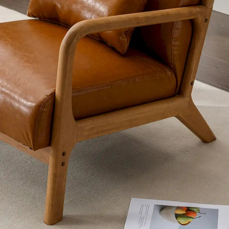 Fauteuil d'appoint 26" en mélange de lin avec pieds en bois et coussin lombaire | 3 couleurs