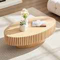 Table Basse Tambour Piédestal Moderne avec Surface en Relief Bois | 3 Finitions