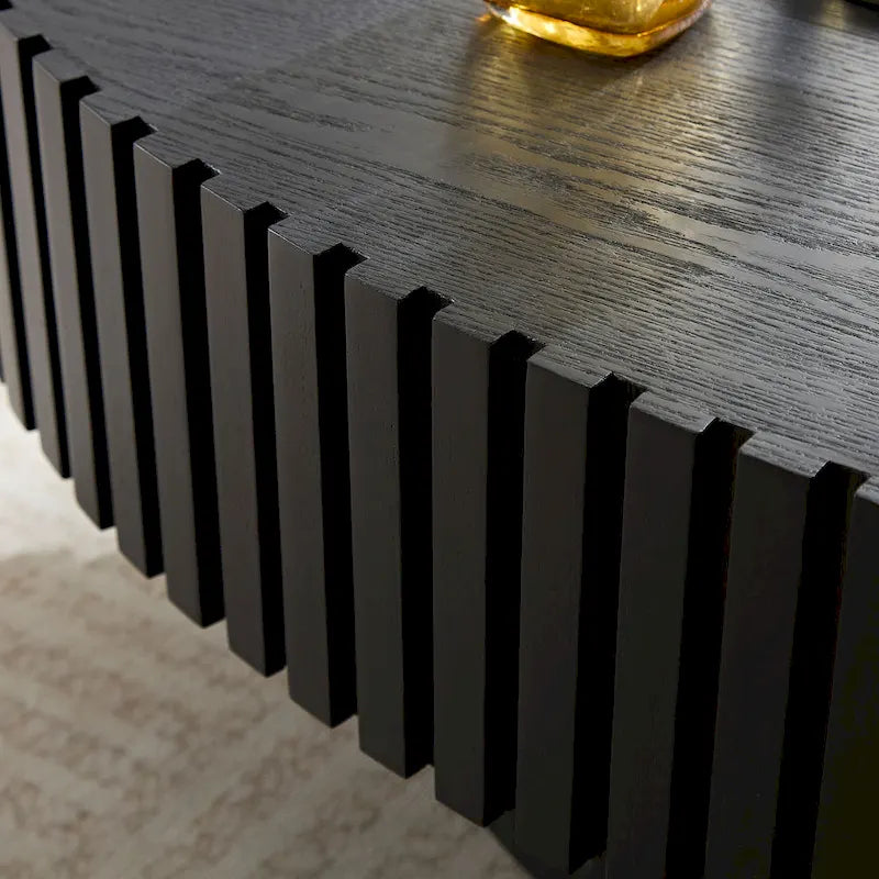 Table Basse Tambour Piédestal Moderne avec Surface en Relief Bois | 3 Finitions