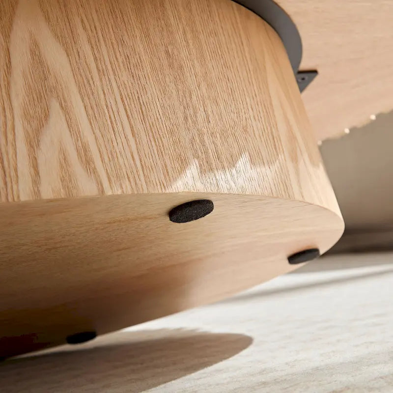 Table Basse Tambour Piédestal Moderne avec Surface en Relief Bois | 3 Finitions