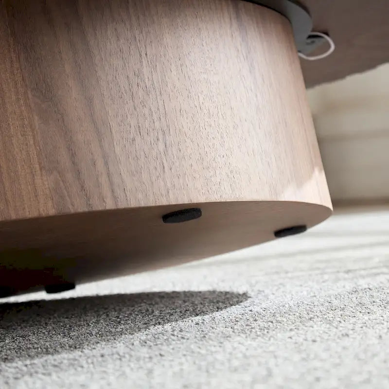 Table Basse Tambour Piédestal Moderne avec Surface en Relief Bois | 3 Finitions