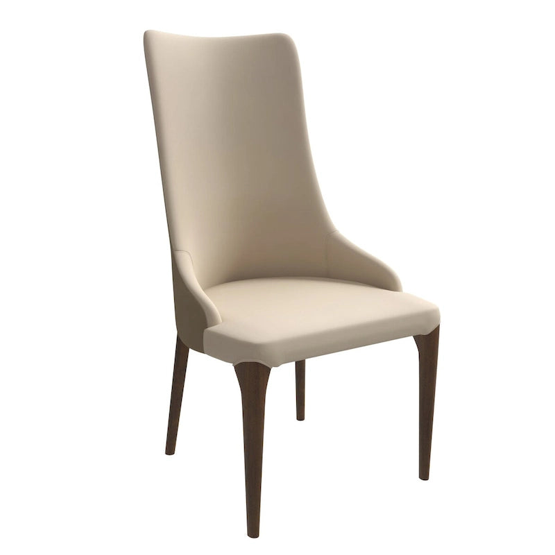 Chaise de salle à manger capitonnée à haut dossier avec pieds en bois de frêne