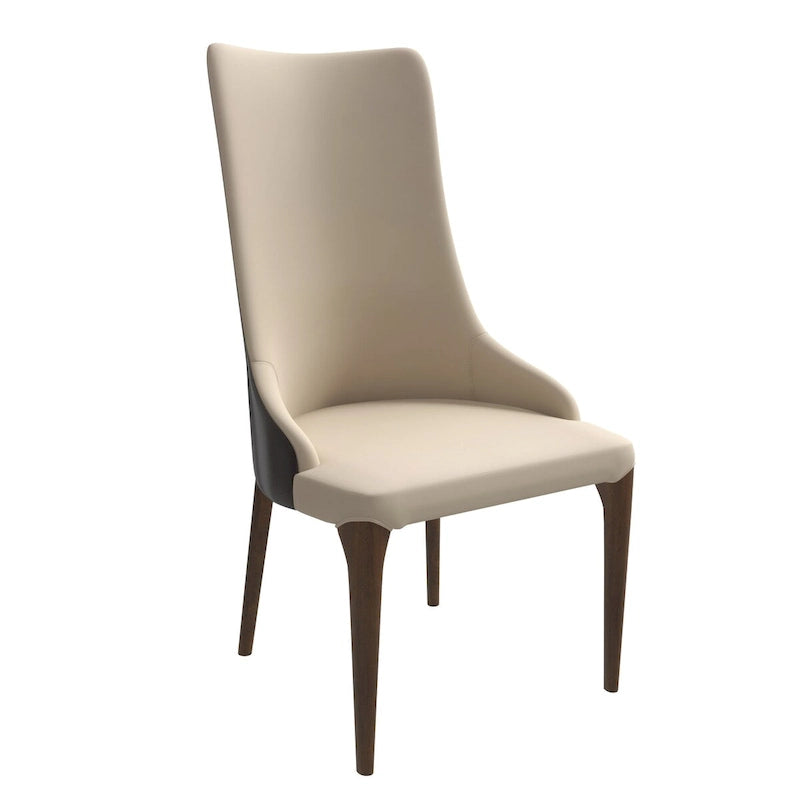 Chaise de salle à manger capitonnée à haut dossier avec pieds en bois de frêne