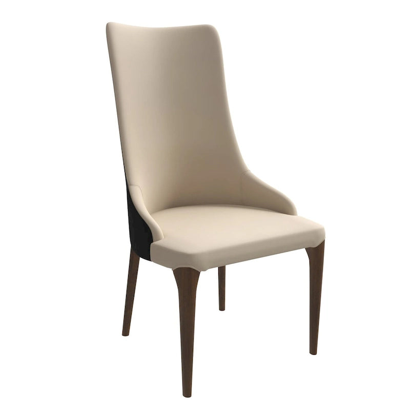 Chaise de salle à manger capitonnée à haut dossier avec pieds en bois de frêne