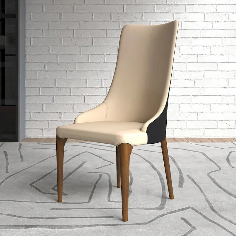 Chaise de salle à manger capitonnée à haut dossier avec pieds en bois de frêne