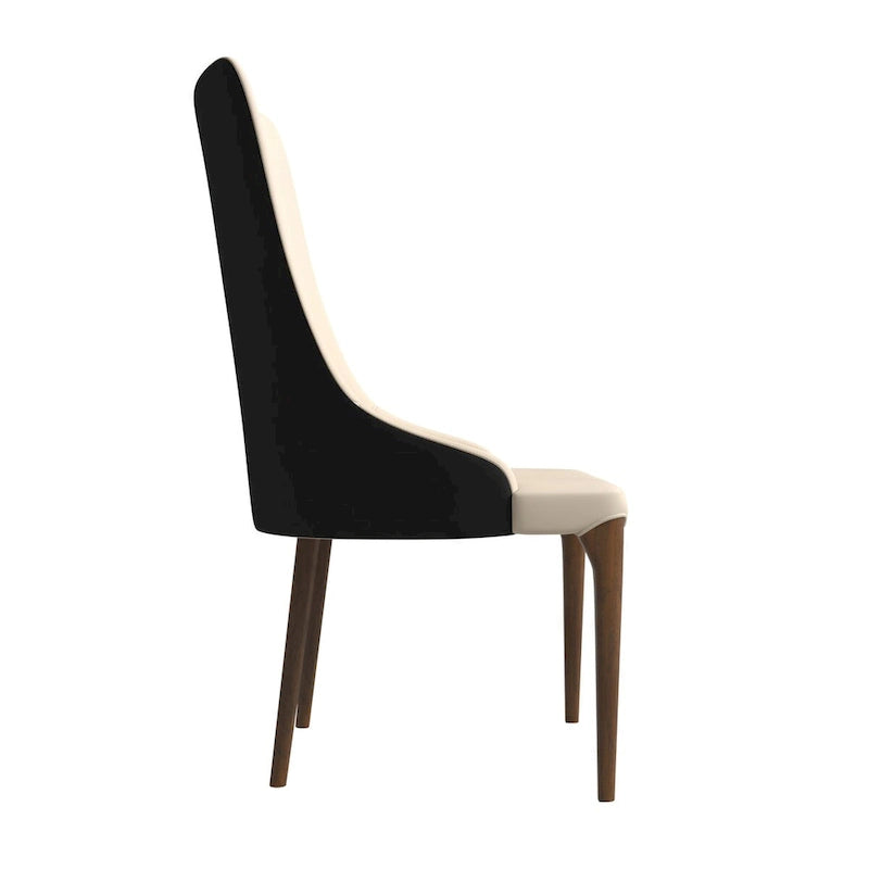 Chaise de salle à manger capitonnée à haut dossier avec pieds en bois de frêne