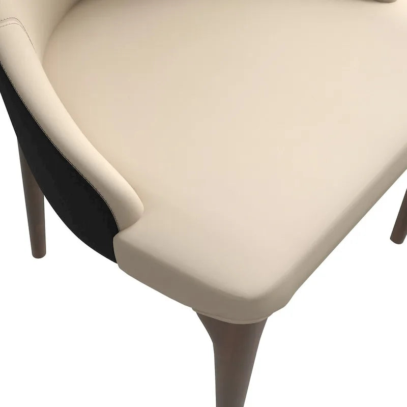 Chaise de salle à manger capitonnée à haut dossier avec pieds en bois de frêne