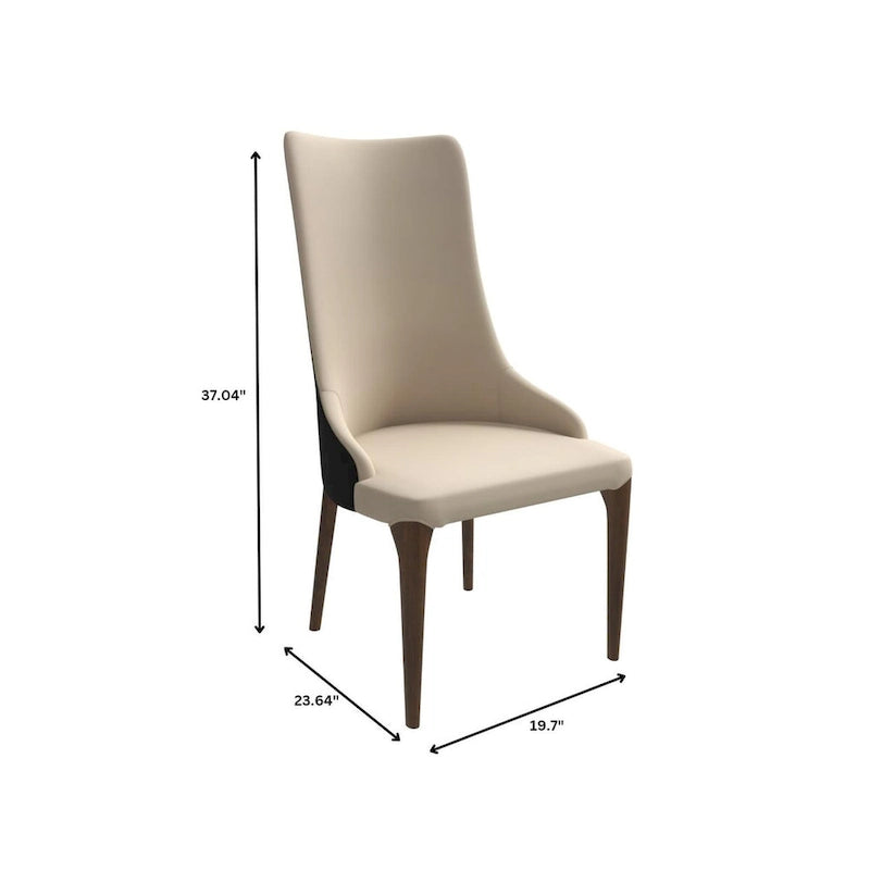 Chaise de salle à manger capitonnée à haut dossier avec pieds en bois de frêne