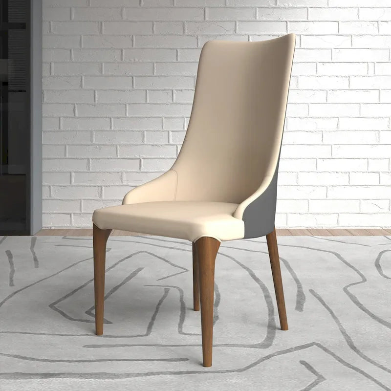 Chaise de salle à manger capitonnée à haut dossier avec pieds en bois de frêne