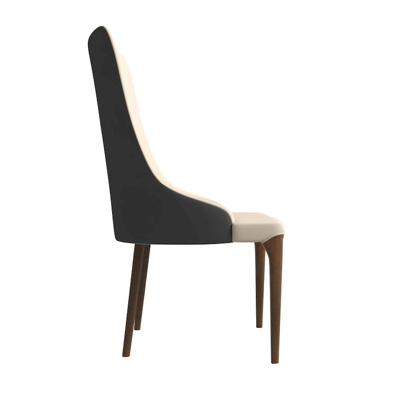 Chaise de salle à manger capitonnée à haut dossier avec pieds en bois de frêne