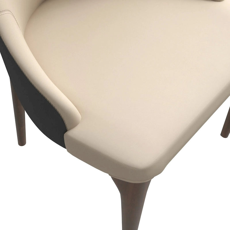 Chaise de salle à manger capitonnée à haut dossier avec pieds en bois de frêne