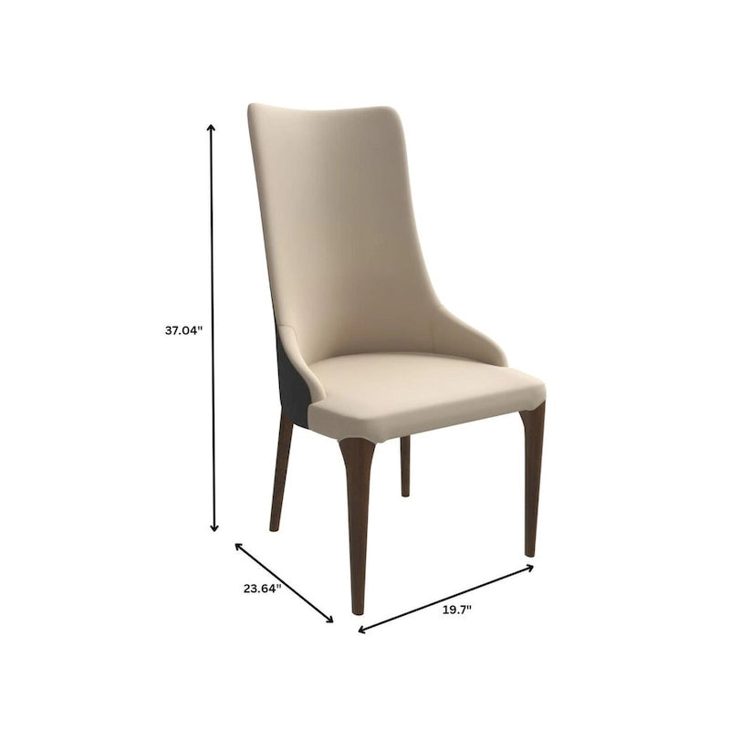 Chaise de salle à manger capitonnée à haut dossier avec pieds en bois de frêne