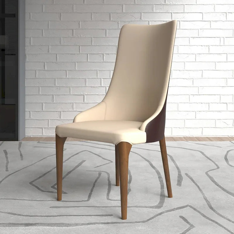 Chaise de salle à manger capitonnée à haut dossier avec pieds en bois de frêne