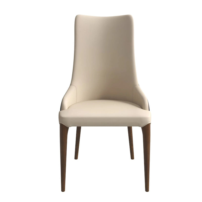 Chaise de salle à manger capitonnée à haut dossier avec pieds en bois de frêne