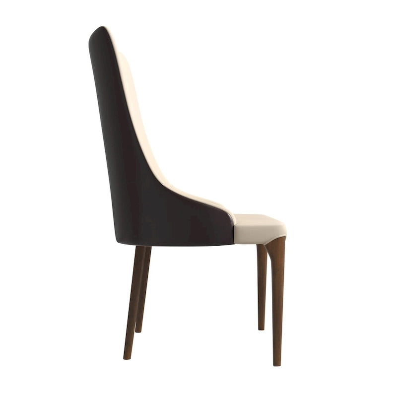 Chaise de salle à manger capitonnée à haut dossier avec pieds en bois de frêne