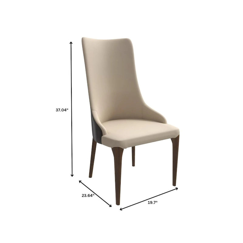 Chaise de salle à manger capitonnée à haut dossier avec pieds en bois de frêne