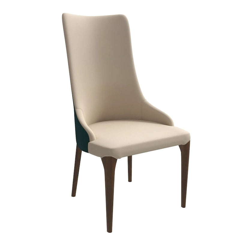 Chaise de salle à manger capitonnée à haut dossier avec pieds en bois de frêne
