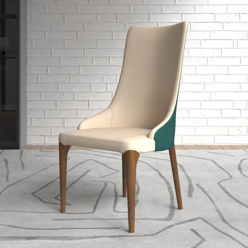 Chaise de salle à manger capitonnée à haut dossier avec pieds en bois de frêne
