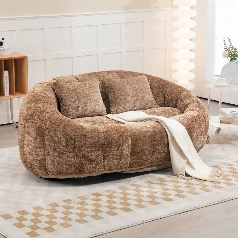 Causeuse-Pouf Grande Hauteur Chenille