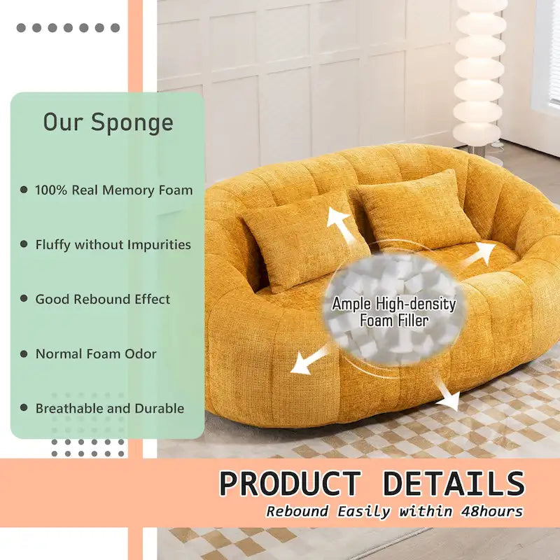 Causeuse-Pouf Grande Hauteur Chenille