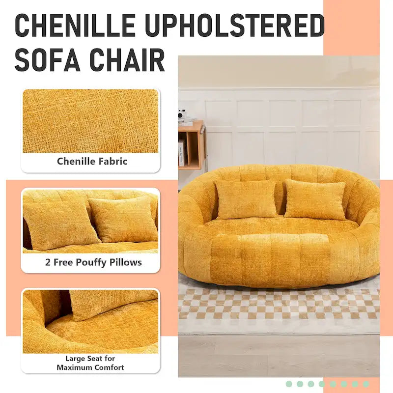 Causeuse-Pouf Grande Hauteur Chenille