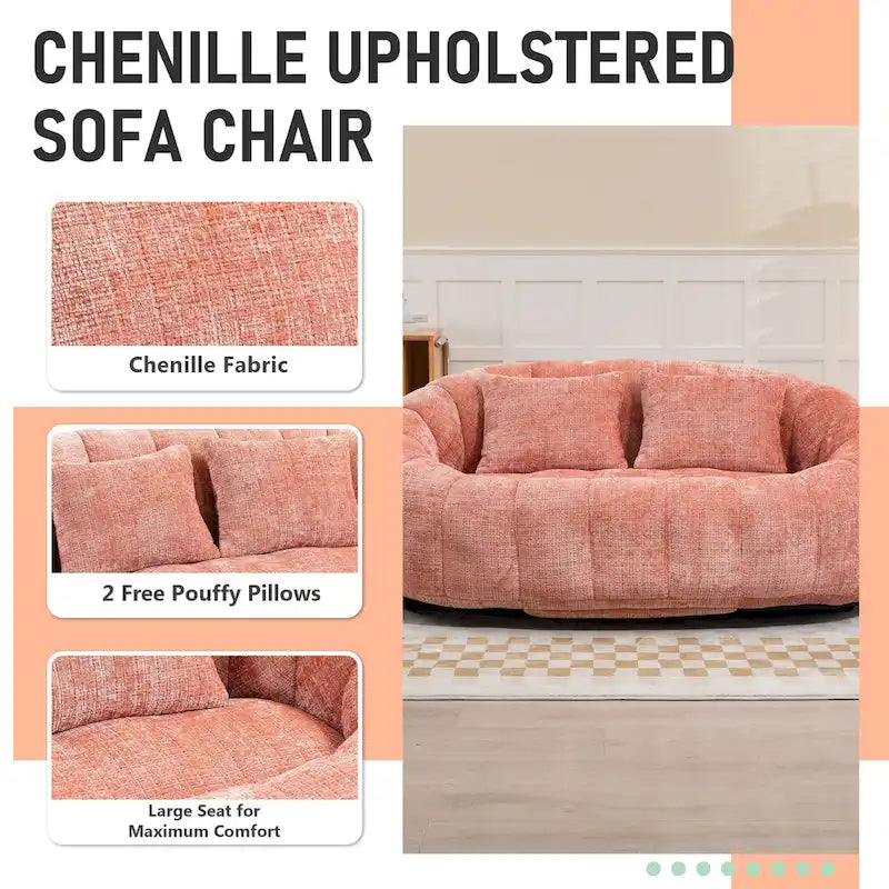 Causeuse-Pouf Grande Hauteur Chenille