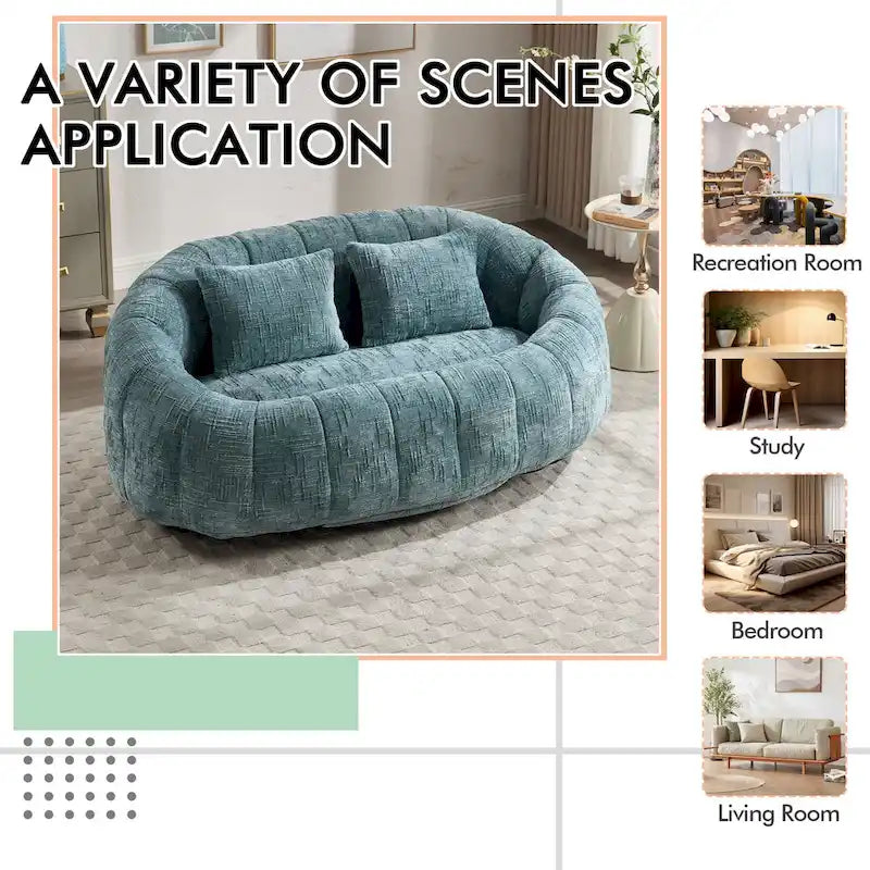 Causeuse-Pouf Grande Hauteur Chenille
