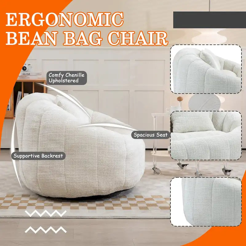 Causeuse-Pouf Grande Hauteur Chenille