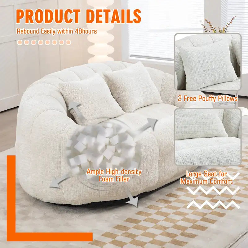 Causeuse-Pouf Grande Hauteur Chenille