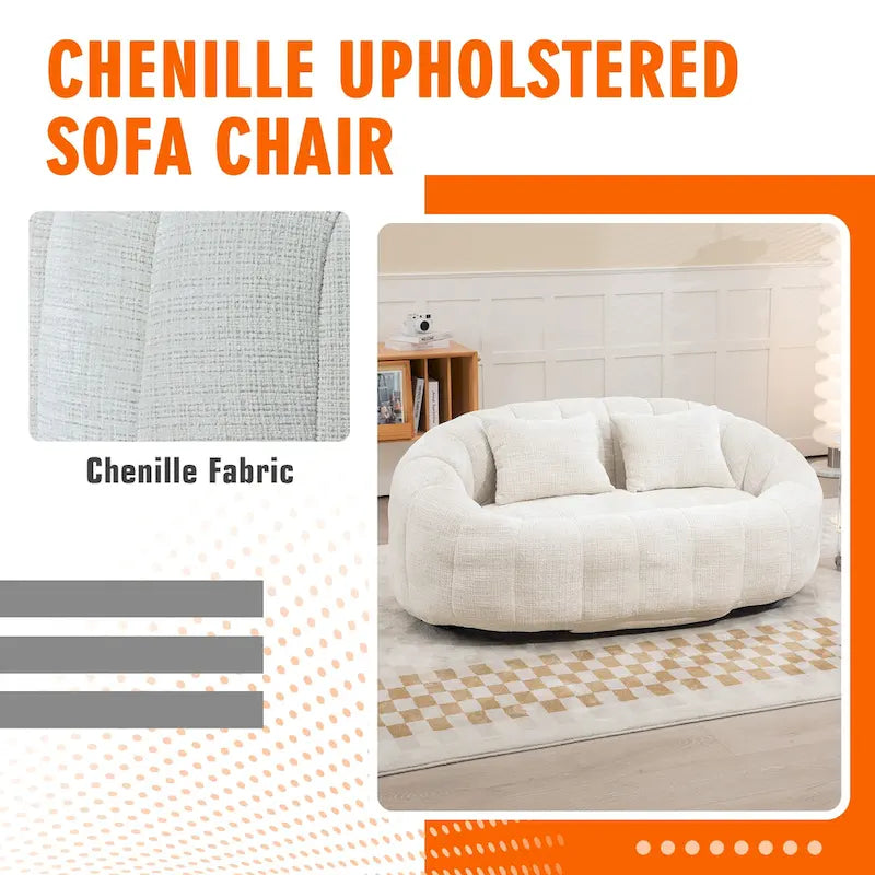 Causeuse-Pouf Grande Hauteur Chenille