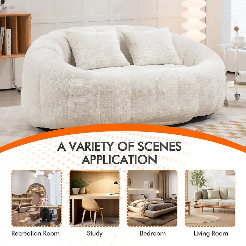 Causeuse-Pouf Grande Hauteur Chenille